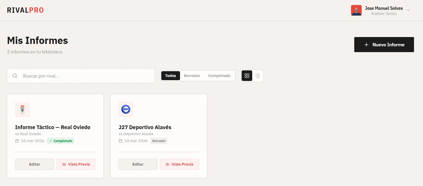 RivalPro — DISEÑO + DESARROLLO por Solves